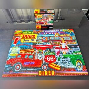RoseArt Kodak Premium 50's Diner 1000 Piece Jigsaw Puzzle 2020 Drive-Ins Doo Wop